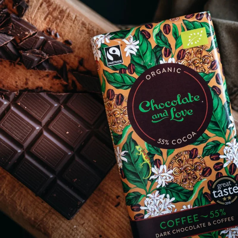 55% Organic Dark Chocolate With Arabica Coffee Bar 80g