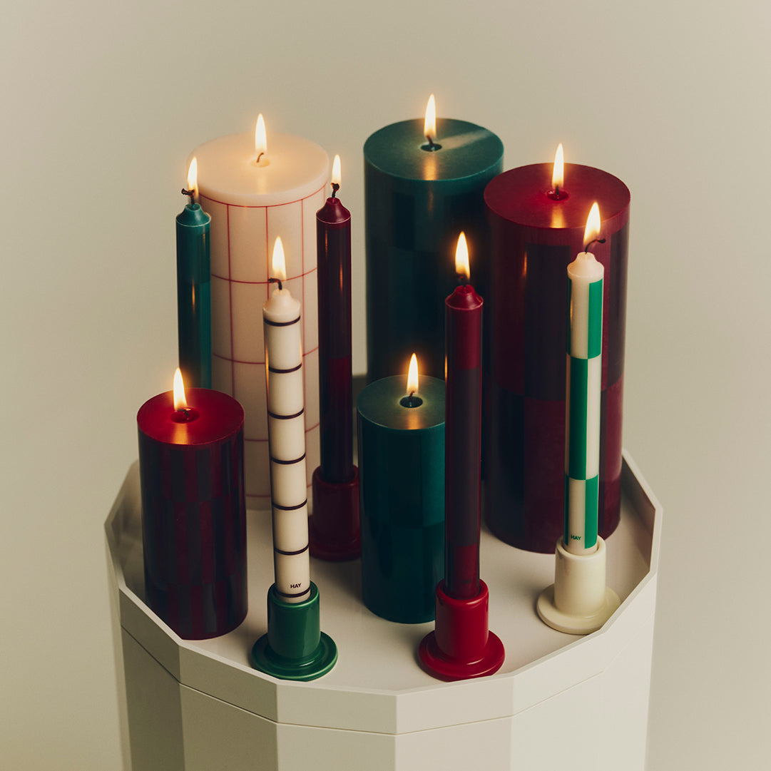 Pattern Candle _ Blues & Bordeaux _ Set 4