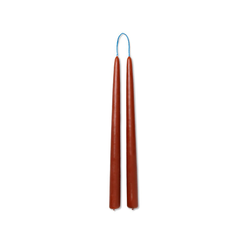 Set mit 2 getauchten Kerzen in den Farben Rost, Rouge oder Braun