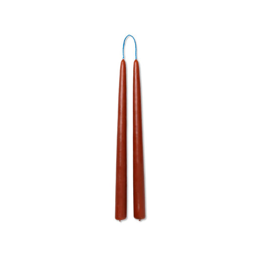 Set mit 2 getauchten Kerzen in den Farben Rost, Rouge oder Braun
