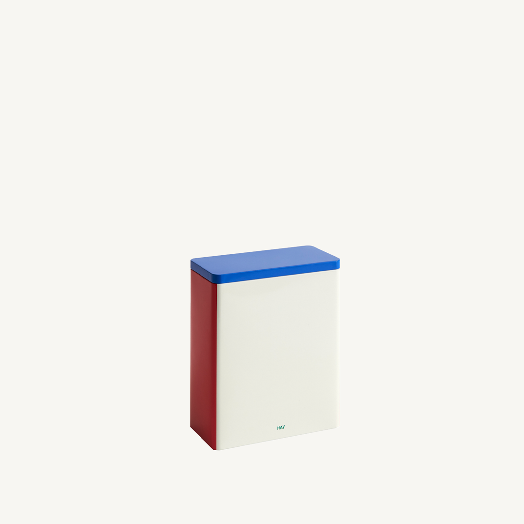 Tin Container Red, Blue & Off-white