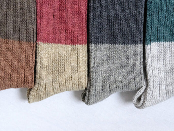 Wool Cotton Slab Socks _ Brown