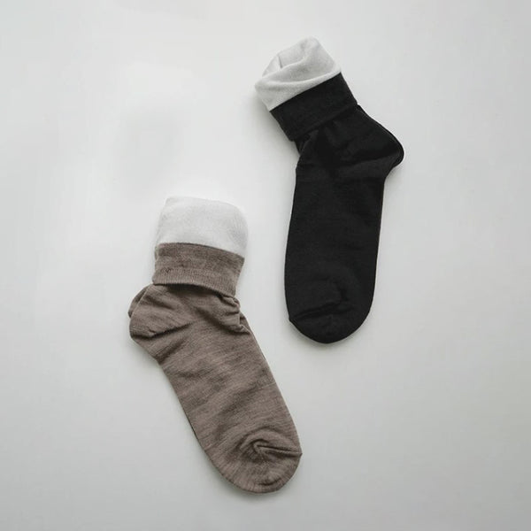 Silk Wool Double-faced Socks _ Brown or Dark Mocha