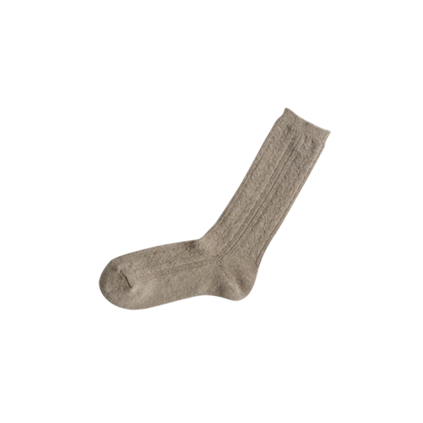 Zopfmustersocken aus Alpakawolle _ Beige