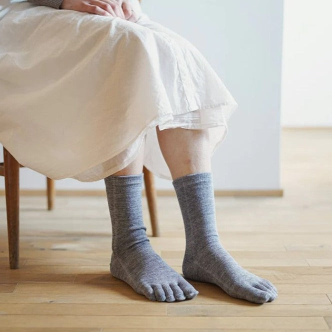 Leinen-Fünf-Finger-Socken _ Blau