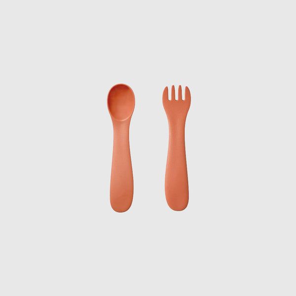 Bonbo Spoon + Fork Set _ Yellow, Orange or Blue Gray