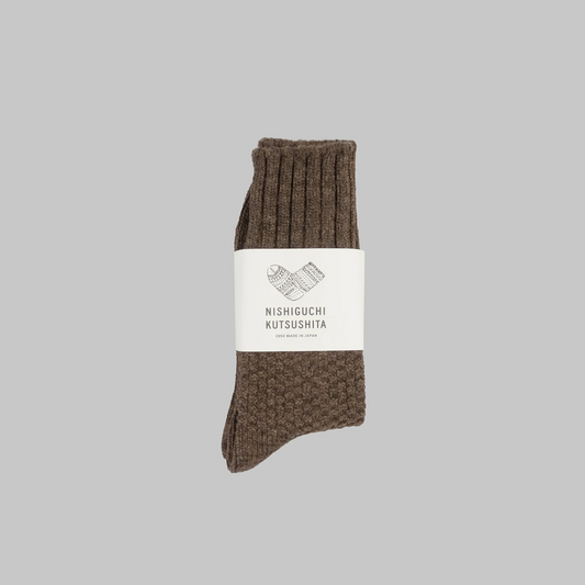 Wool Cotton Boots Socks _ Mocha Brown