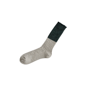 Wool Cotton Slab Socks _ Jungle Green