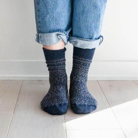 Wool Jacquard Socks _ Navy