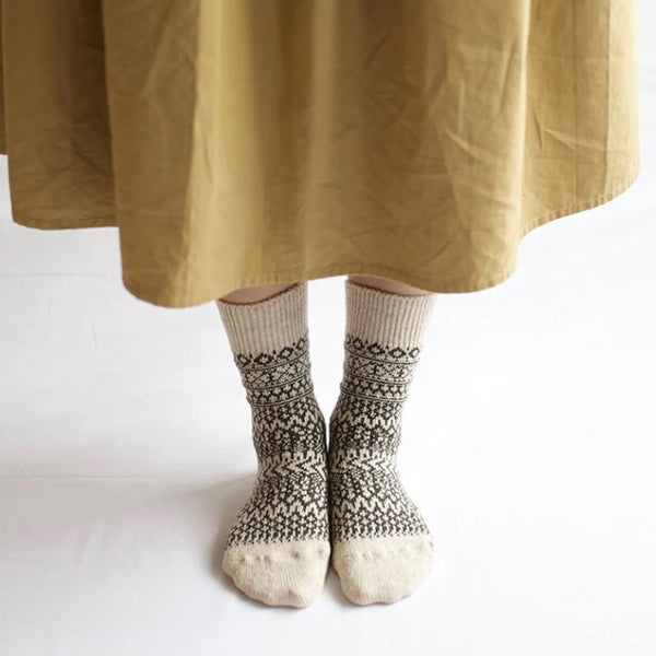 Wool Jacquard Socks _ Oatmeal
