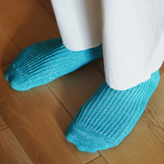 Gerippte Socken aus Hanf-Baumwolle _ Ozeanblau