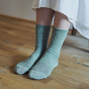 Linen Ribbed Socks _ Sage, White Brown or Yellow