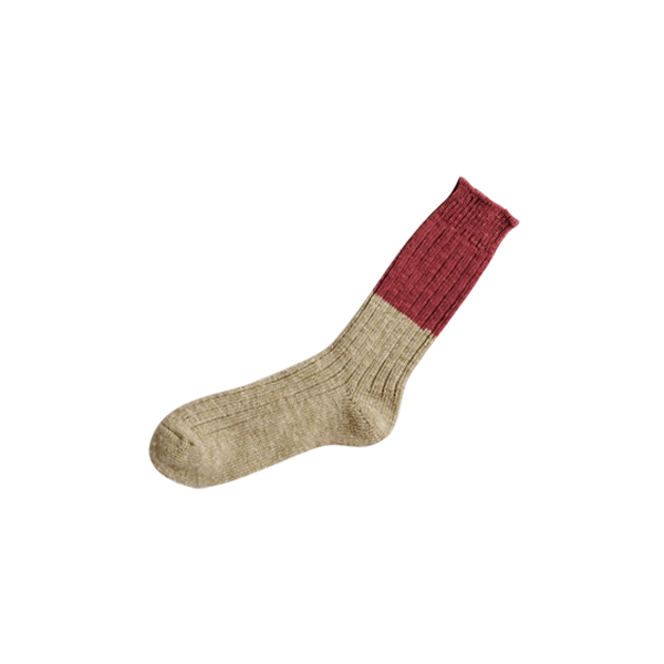 Woll-Baumwoll-Plattensocken _ Rot