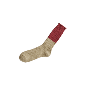 Wool Cotton Slab Socks _ Red